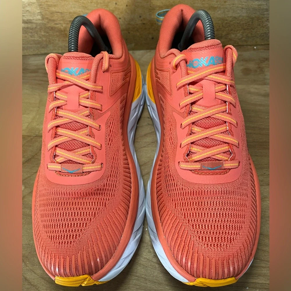 Hoka One One Bondi 7 CUSHIONED Womens Size 9 Running Shoes Sneakers Coral - Picture 3 of 12